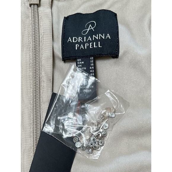 Adrianna Papell Biscotti Beaded Off-The-Shoulder Blouse Top Size 12 NEW - Picture 4 of 5